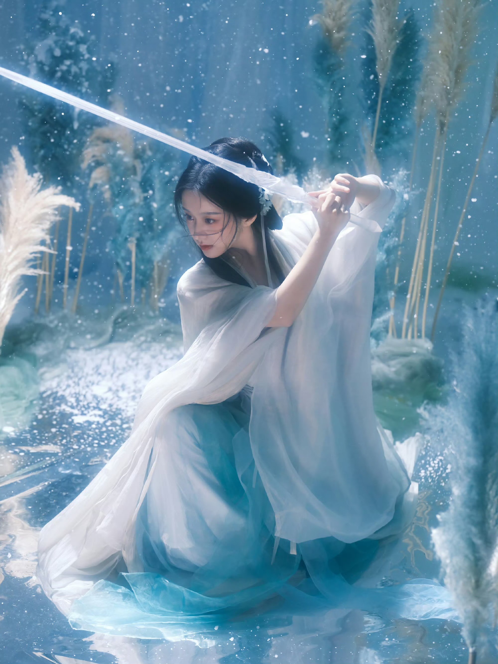 包上恩古风写真：白衣执剑，解锁清冷仙侠感