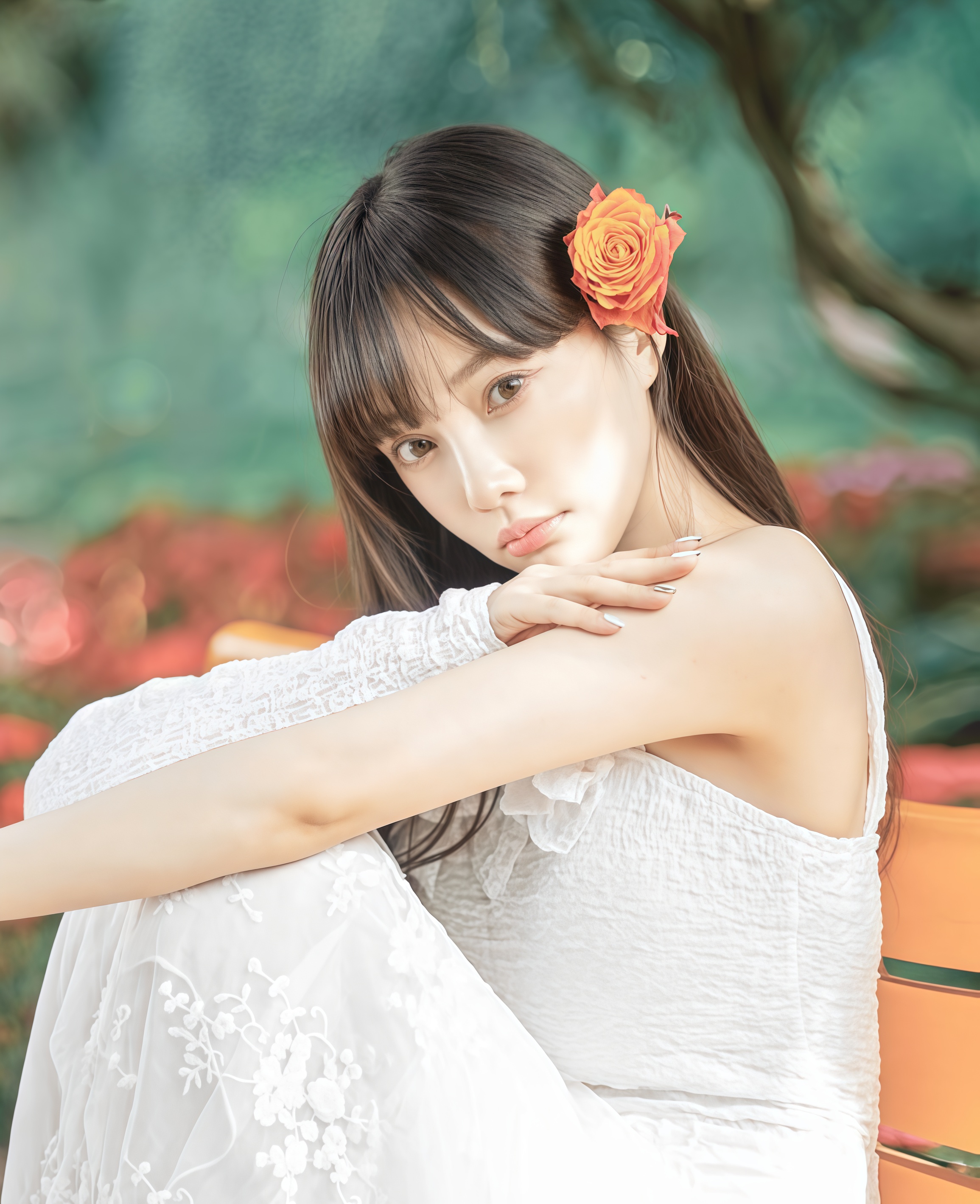 43岁李小璐晒新疆度假美照,穿白色紧身蕾丝衫又纯又欲,身材如同少女