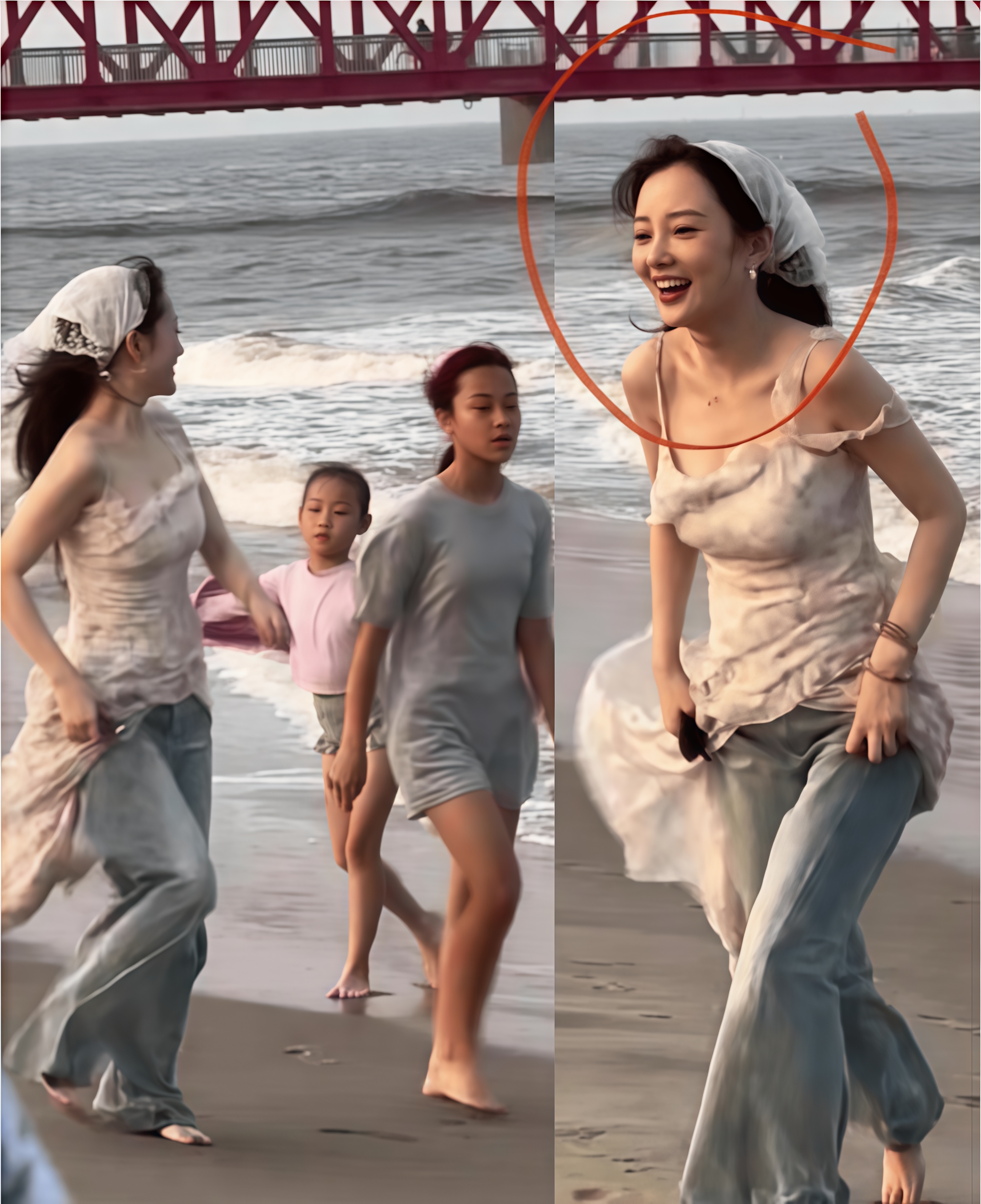 43岁李小璐晒新疆度假美照，穿白色紧身蕾丝衫又纯又欲，身材如同少女