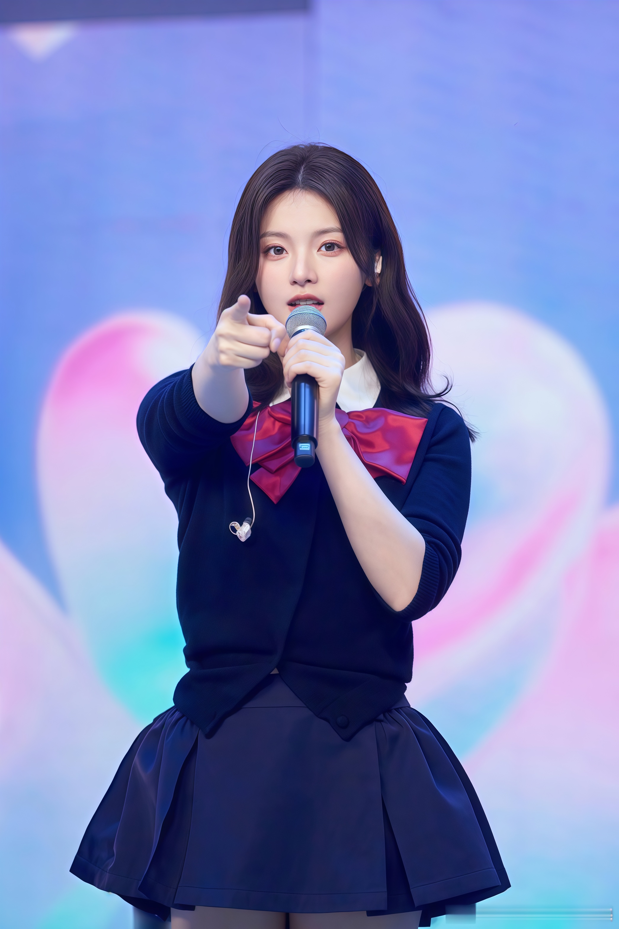 杨超越23岁青春洋溢，学院风穿搭勾勒修长美腿超吸睛