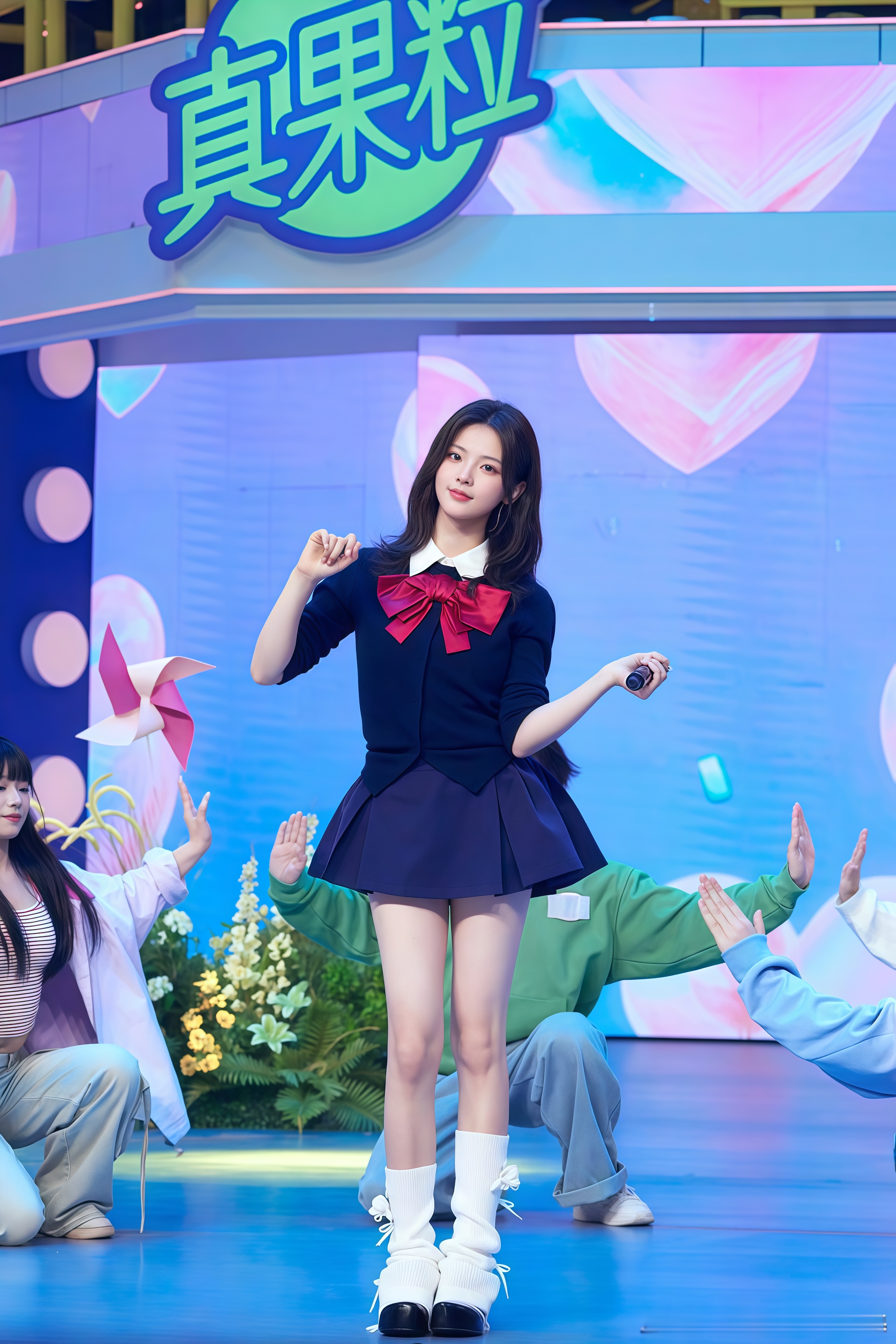 杨超越23岁青春洋溢，学院风穿搭勾勒修长美腿超吸睛