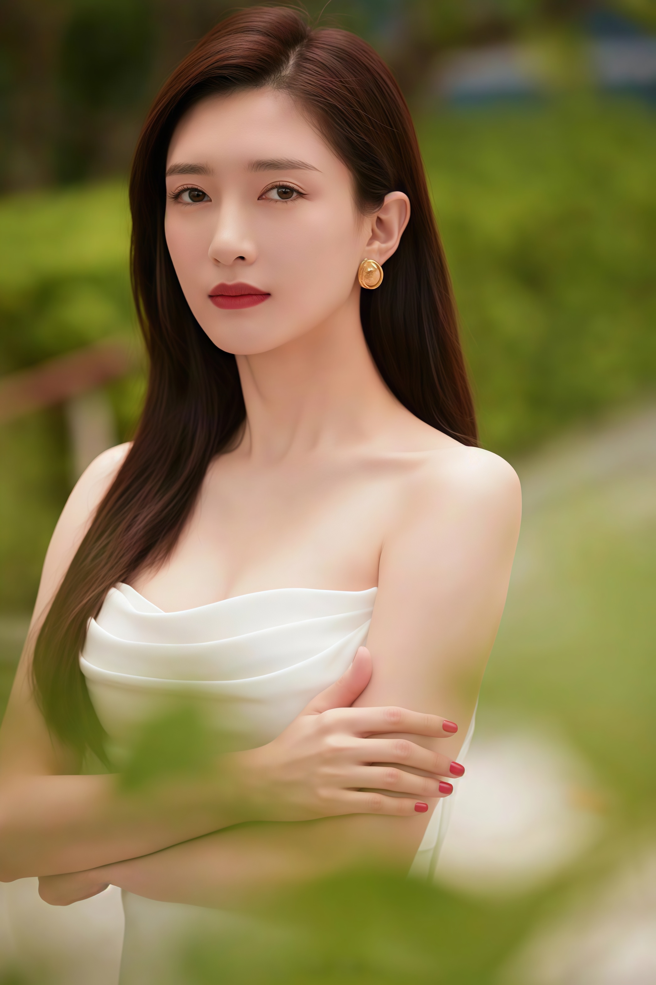 江疏影开叉白裙,露优越长腿优雅性感超吸睛