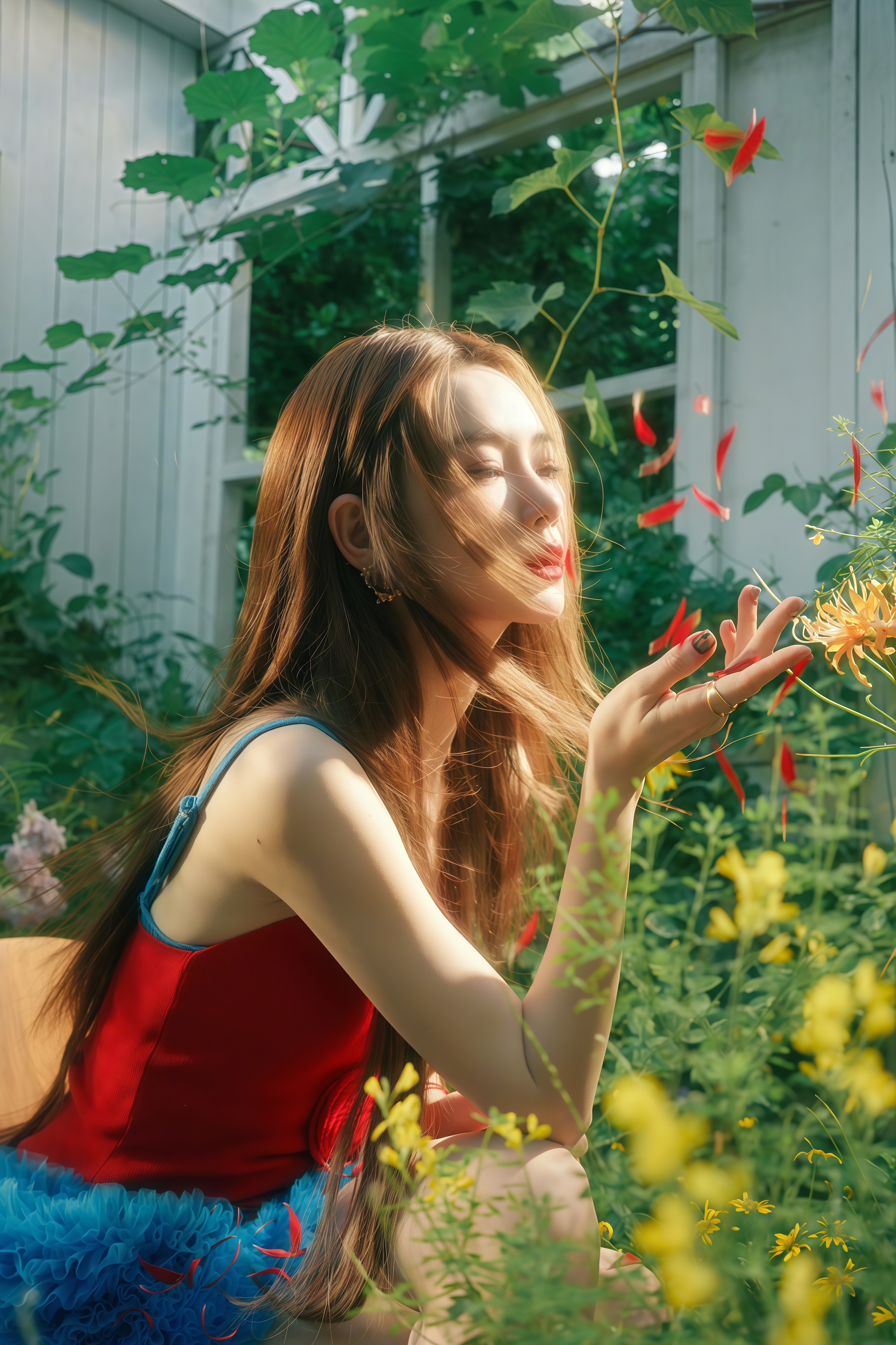 戚薇在《姐姐妹妹抓娃娃》杀疯了！森系红裙美成童话女主