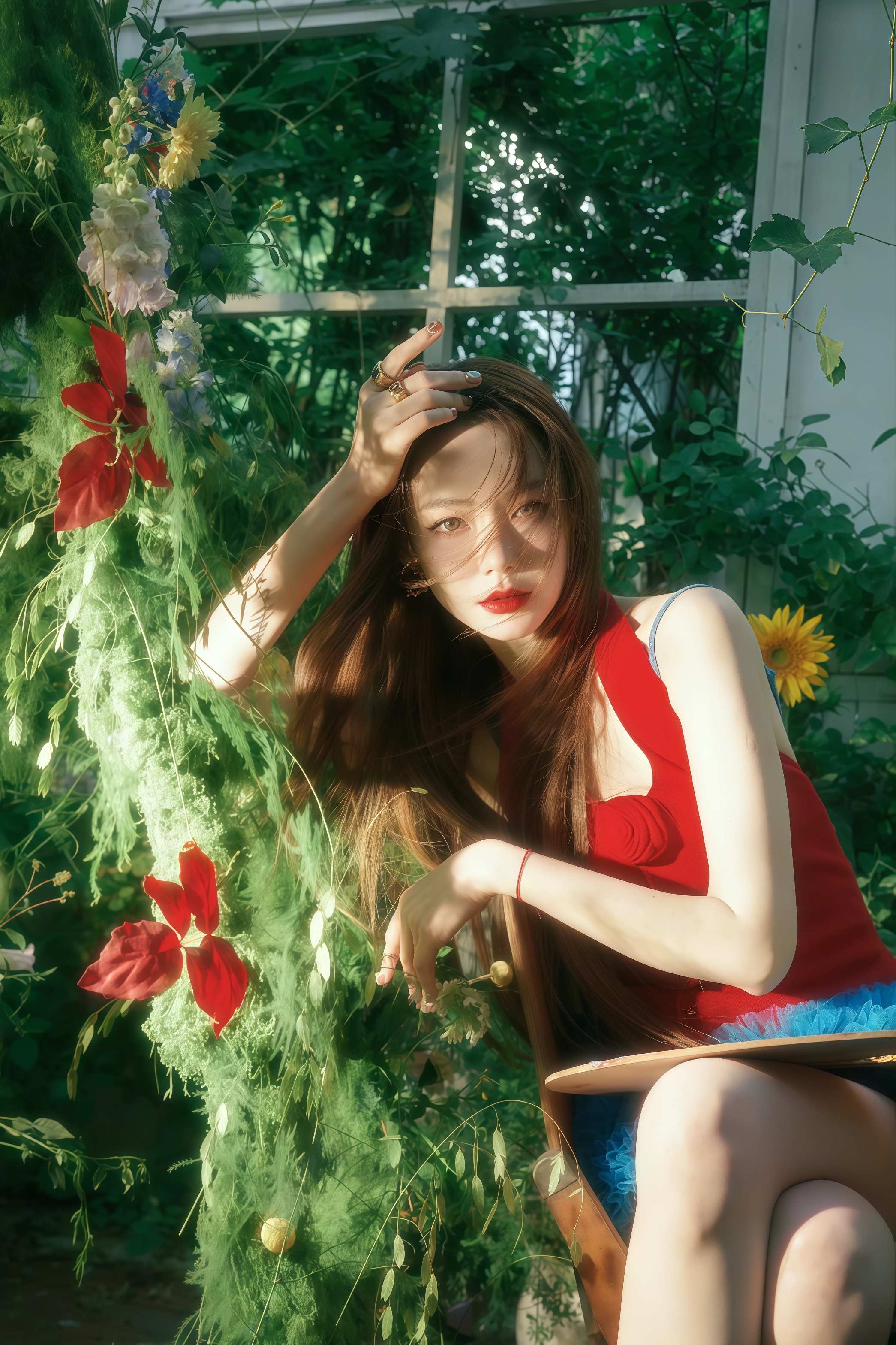 戚薇在《姐姐妹妹抓娃娃》杀疯了！森系红裙美成童话女主