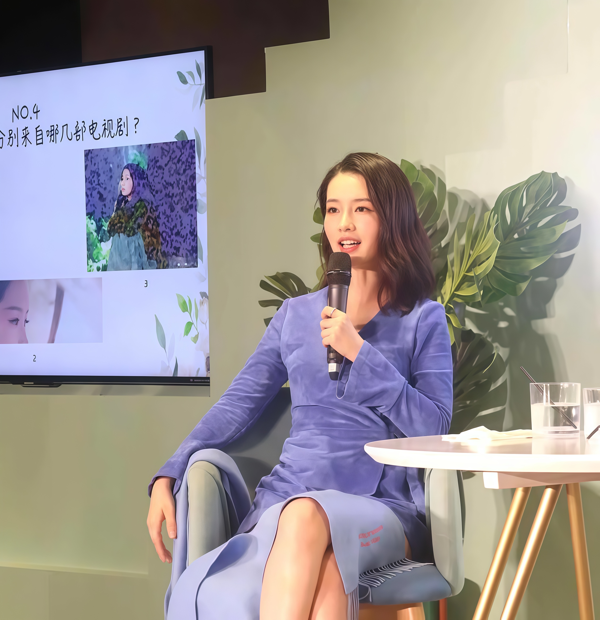 李沁短裙配丝袜？肉色丝袜勾勒大长腿，女人味爆棚