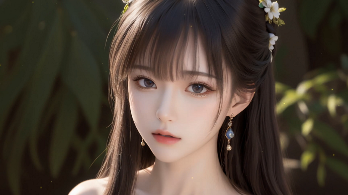 2k清纯少女壁纸｜国风绿植背景图片 - 自然-达人圈壁纸