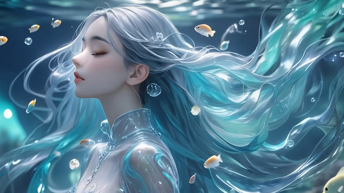 2k梦幻人鱼少女壁纸｜水下背景图片 – 水中精灵-达人圈壁纸