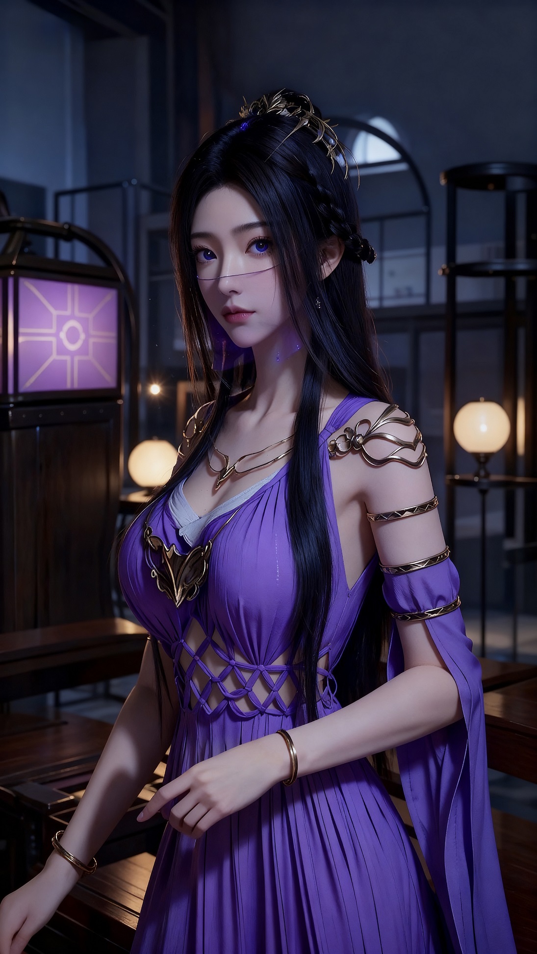 凡人修仙传：紫衣仙姿紫凝 金饰头饰古风场景壁纸-达人圈壁纸