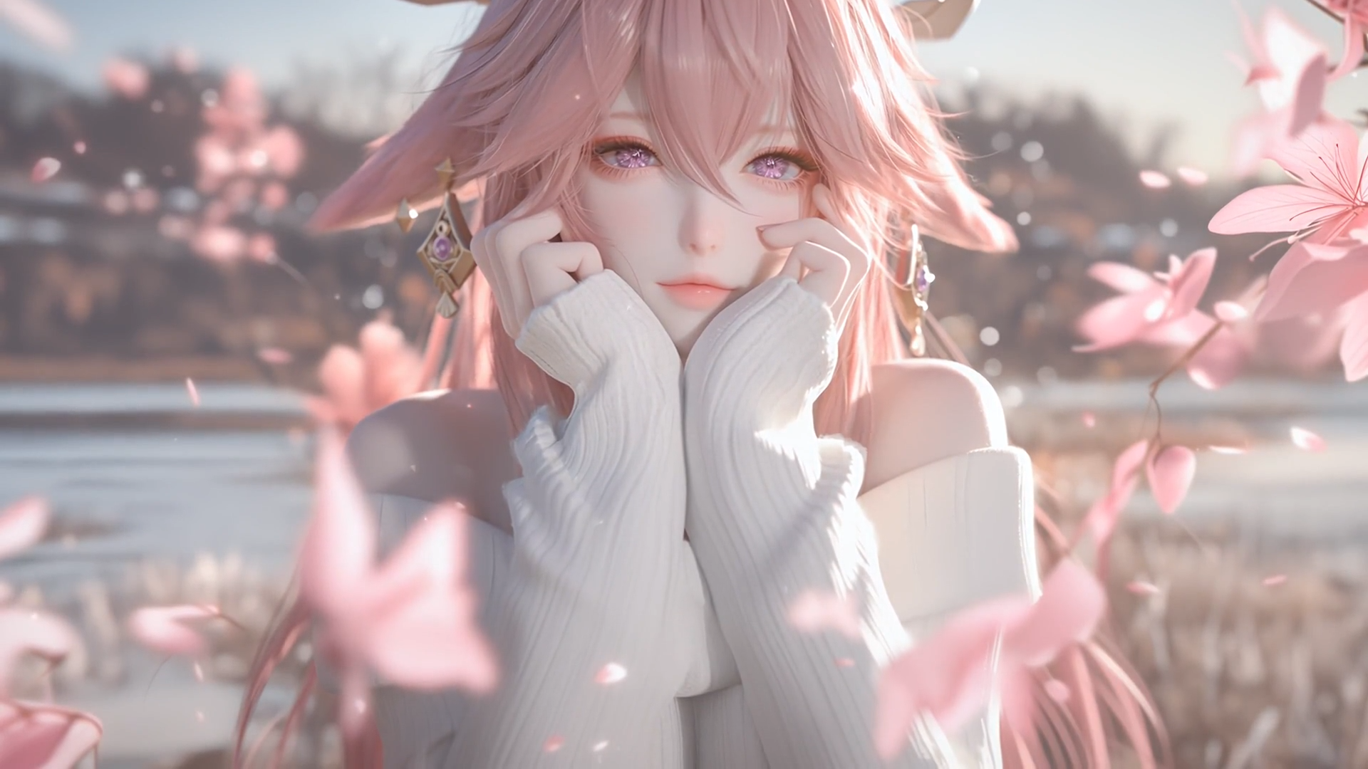 2k八重神子壁纸｜樱花背景图片 – 春日神子-达人圈壁纸