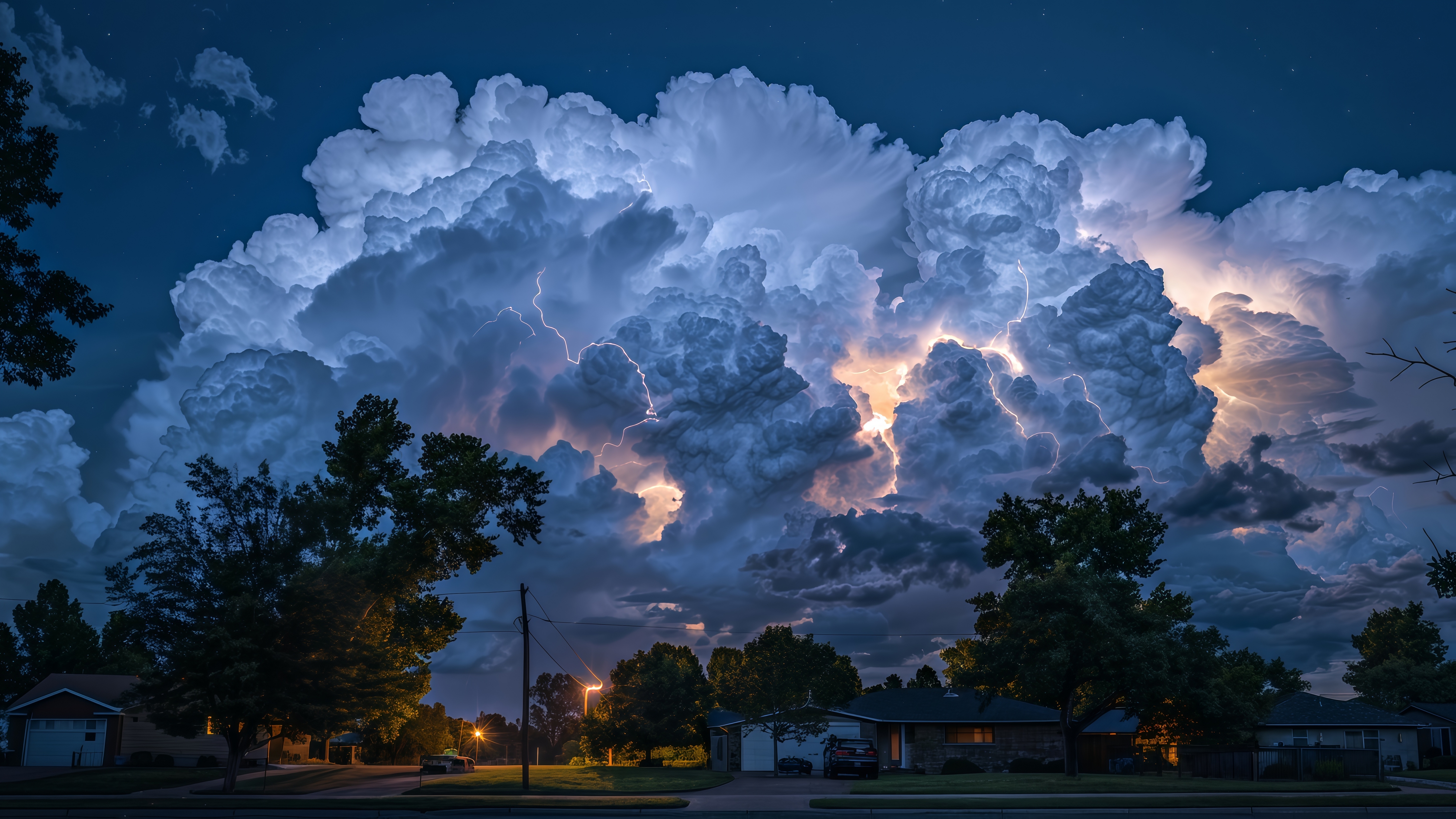 5k雷暴云壁纸｜乡村夜景背景图片 - 闪电云层-达人圈壁纸