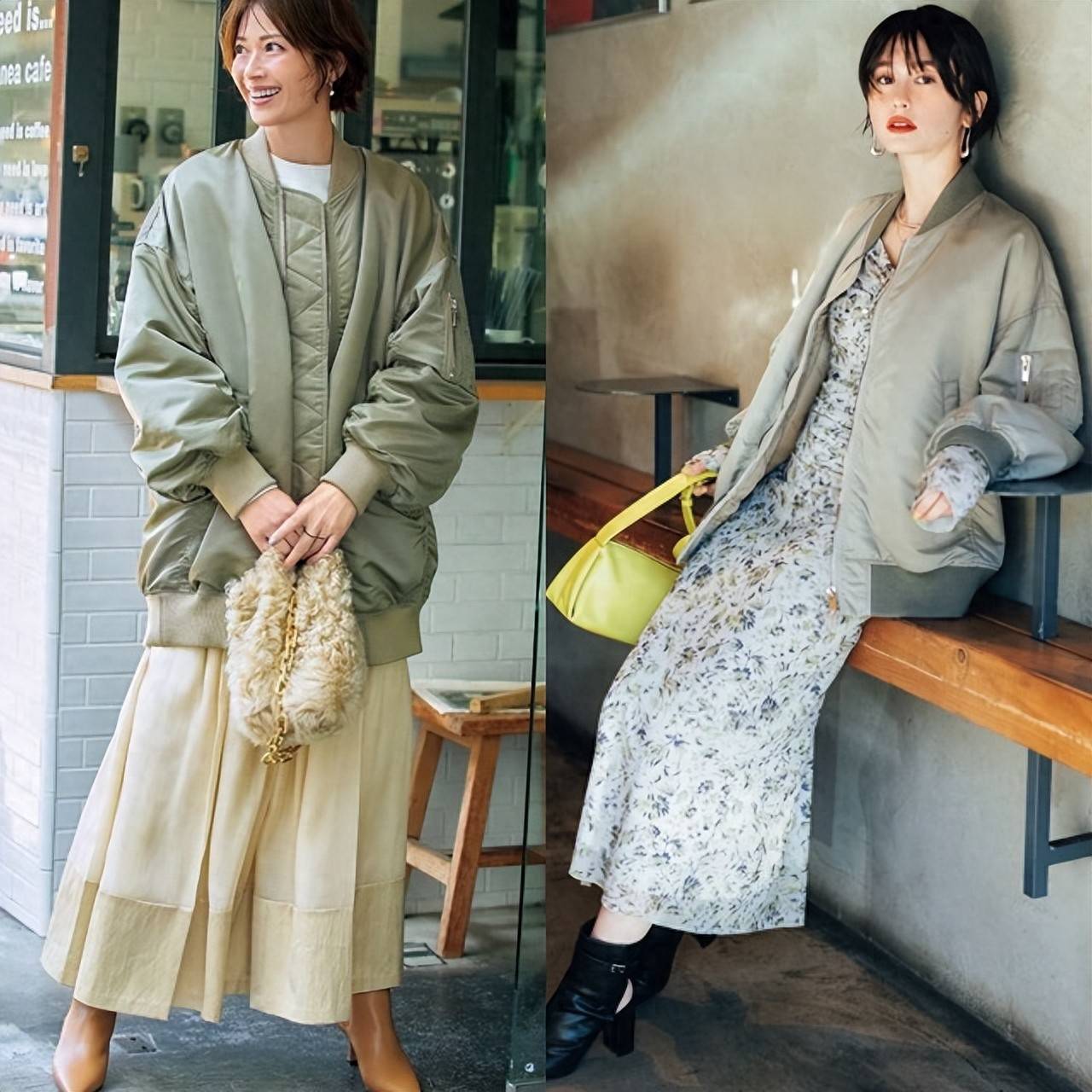 今秋最火穿搭：“MA-1夹克+半裙”，减龄时髦两不误，好看炸了