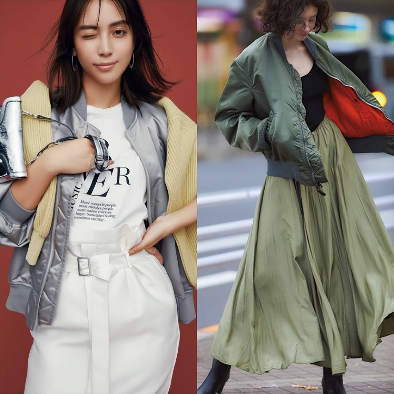 今秋最火穿搭:“MA-1夹克+半裙”,减龄时髦两不误,好看炸了 今秋最火穿搭:“MA-1夹克+半裙”,减龄时髦两不误,好看炸了