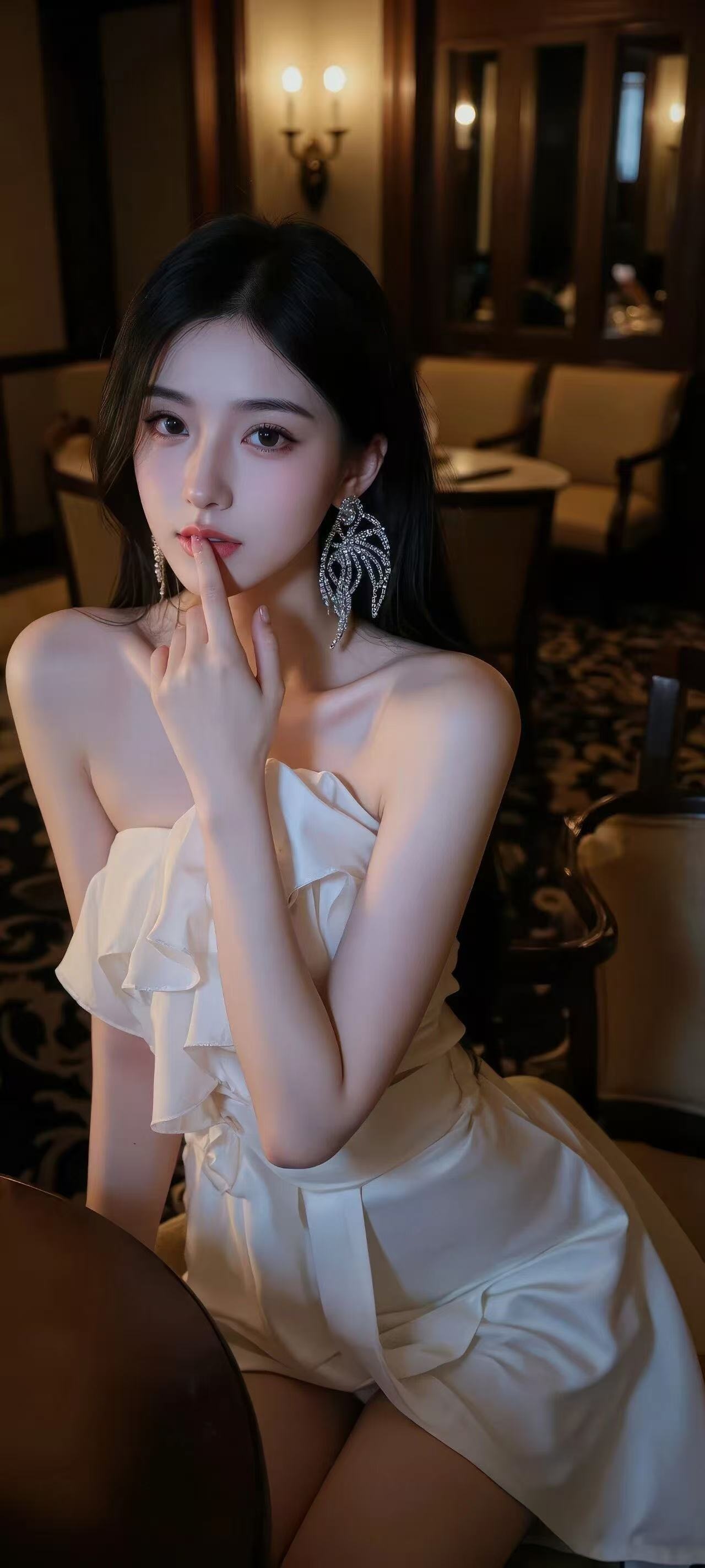 白衣美女手机壁纸｜奢华室内背景 – 优雅-达人圈壁纸