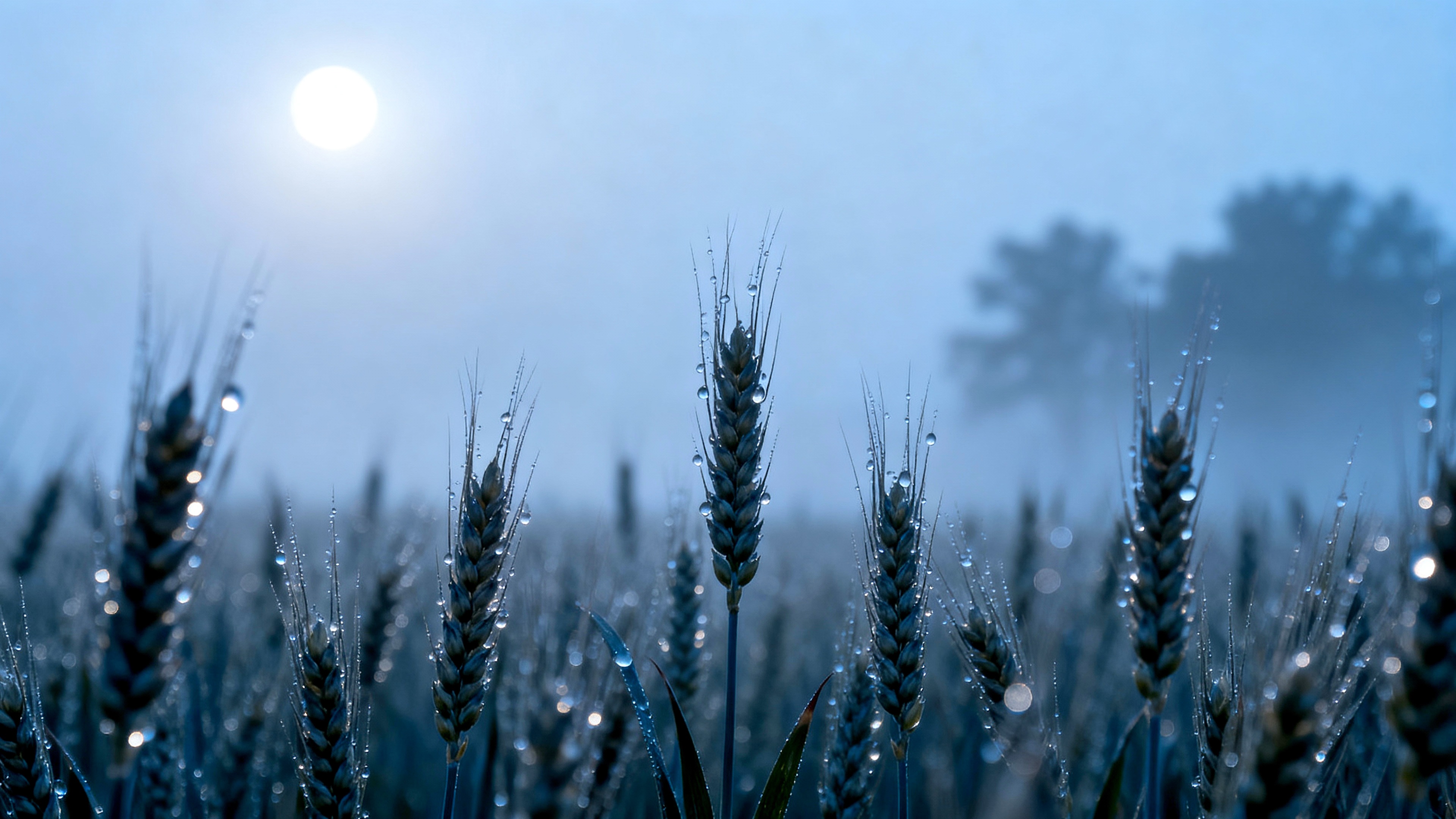 4k麦田清晨壁纸｜自然风景背景图片 - 露珠雾气朝阳-达人圈壁纸