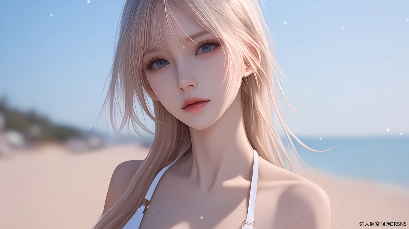 2k金发美女动态壁纸｜沙滩背景视频 - 海洋